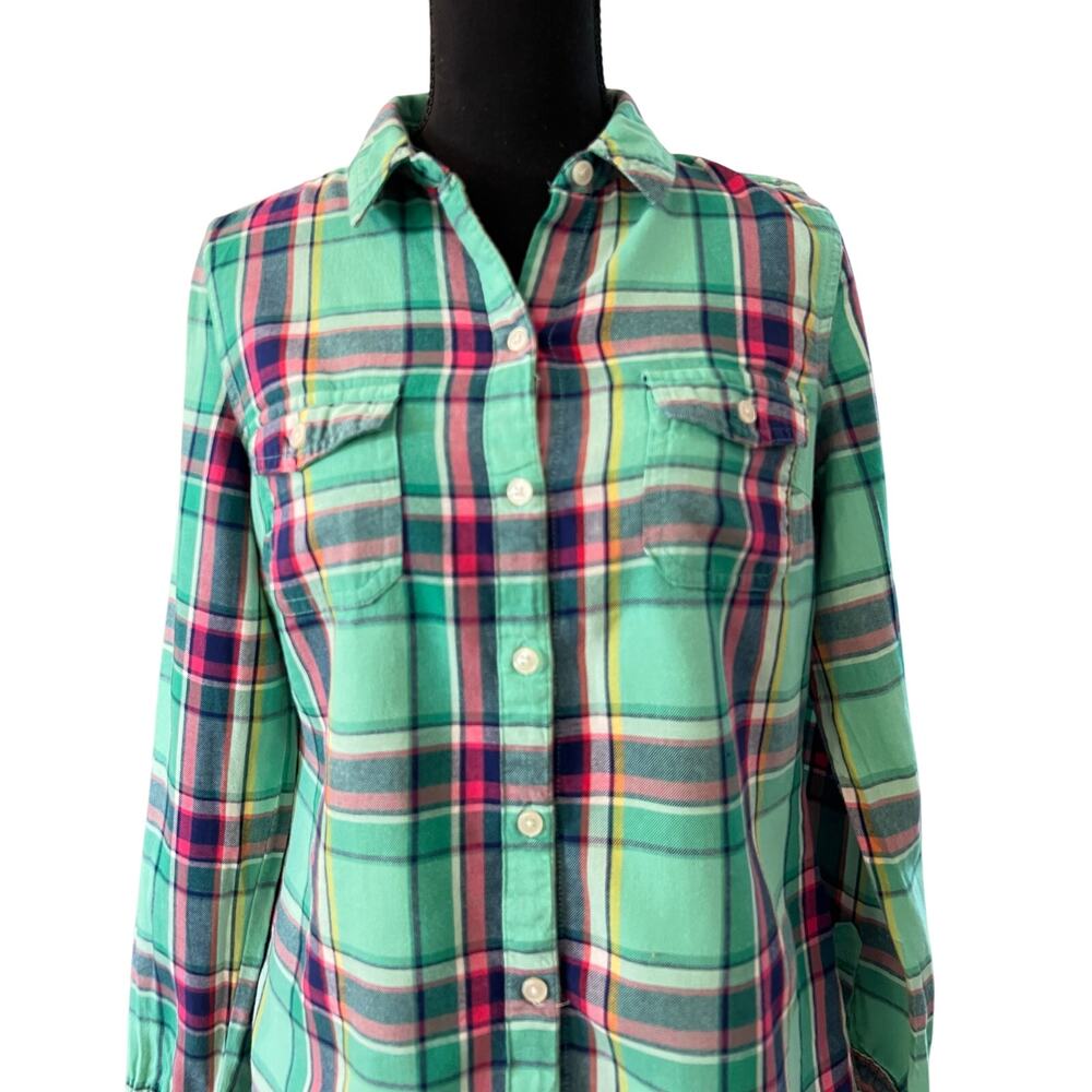 Old Navy Plaid Button Down Shirt - Green and Pink